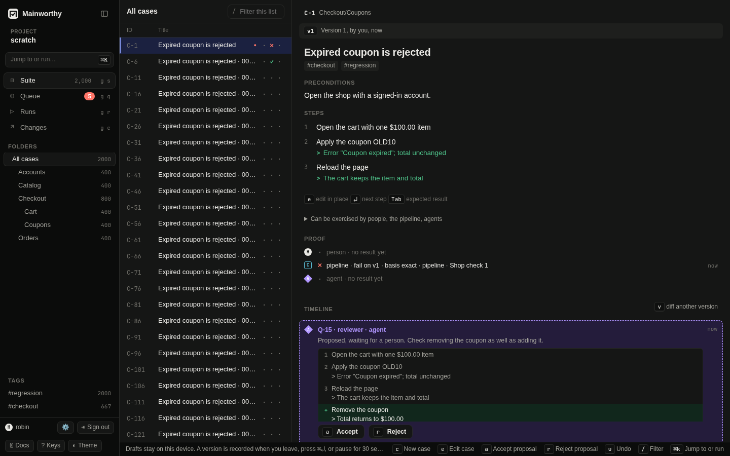 Case with proof and a proposed edit in its timeline